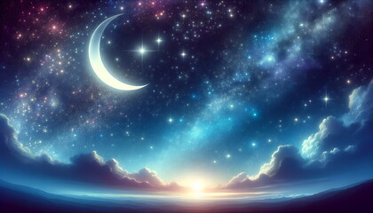 beautiful night sky for muslims, ramadan night, eid mubarak.