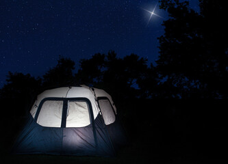 Wall Mural - Blue and white tent under the Christmas Star