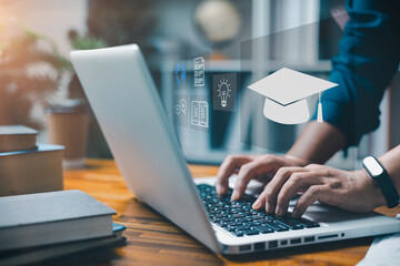 E-learning education, lessons and online webinar. digital training course for student. Education internet technology. E-learning, online education for student, university concept.