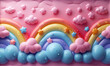 © Klay - playful pink clouds and rainbows on textured background