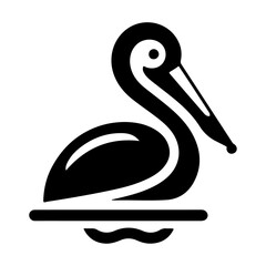 Sticker - Pelican vector icon, flat symbol, black color silhouette, white background