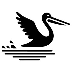 Poster - Pelican vector icon, flat symbol, black color silhouette, white background