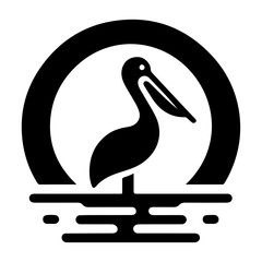 Sticker - Pelican vector icon, flat symbol, black color silhouette, white background