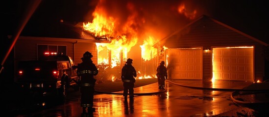 2 Garage Door Fire Department Response: Flames Engulf Garage Door, Department Rushes to Extinguish Fire