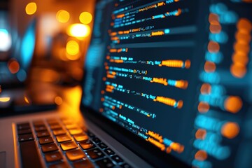 Leinwandbilder - Computer screen showing software code. Generative AI.