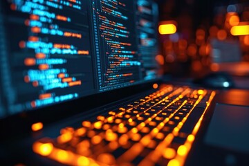Leinwandbilder - Computer screen showing software code. Generative AI.