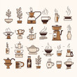 © Coffee Cafe Lover - Coffee Cup Icon Set with Vector Illustrations of Hot Espresso, Cappuccino, and More for Cafe, Restaurant, and Kitchen Designs