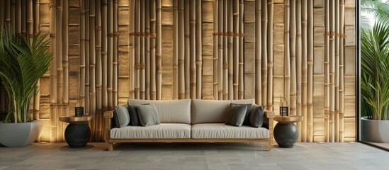Poster - A Breathtakingly Beautiful Bamboo Wall: A Stunning Fusion of Beauty and Bamboo, Creating a Mesmerizing Wall Design