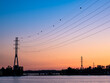 Power lines at sunset captured in Helsinki Finland