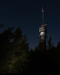 Radio tower at night in Helsinki central park