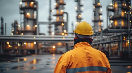 Aufkleber - Worker supervisor doing quality control and inspection at oil and gas industry factory. Generative AI.