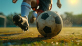 Fototapeta Sport - A soccer ball in a stadium
