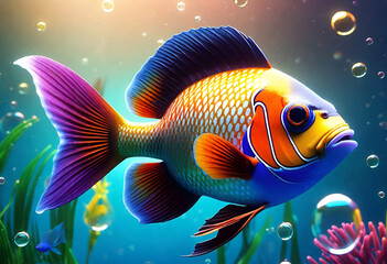 Wall Mural - Cute fish swimming