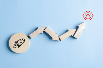 Leinwandbilder - Shortcut Exponential growth or compound interest, investment fast track into staircase, wealth or earning rising up graph increasing profit financial concept.