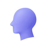 Fototapeta Na sufit - Human head profile. Head side view. 3d vector icon. Cartoon minimal style.