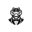 Crocodile Head with tuxedo Logo Icon