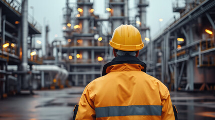 Aufkleber - Worker supervisor doing quality control and inspection at oil and gas industry factory. Generative AI.