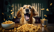 Happy Dog Is Enjoying His Food