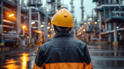 Aufkleber - Worker supervisor doing quality control and inspection at oil and gas industry factory. Generative AI.