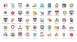 © Michael - Marketplace Colored Line Icons Digital Shopping Ecommerce Iconset in Filled Outline Style 50 Vector Icons