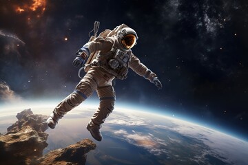 Wall Mural - an astronaut floating in outer space