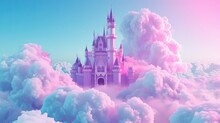 A 3D Model Of A Castle From A Fairy Tale Including Cotton Candy Clouds