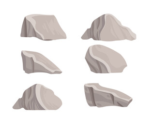 Wall Mural - set of grey aquarium decorative stones vector illustration isolated on white background