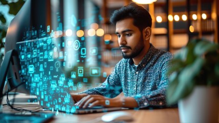 Wall Mural - A project manager working on a computer