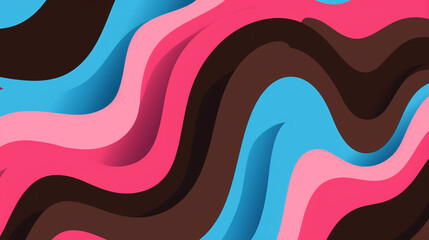 Wall Mural - Strawberry pink, neon blue, and dark chocolate brown color retro groovy background vector presentation design