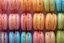 Colorful Macaroons On A Tray