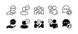 © Vilogsign - Speaking and Communication thin line icon set. Containing advice, conversation, speech bubble, suggestion, talking, consultation and discussion. Vector illustration