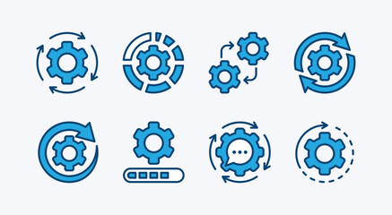 Wall Mural - set of business process icon. containing workflow, productivity, optimization, sync, efficiency, ref
