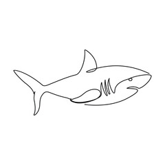 Wall Mural - Continuous line art Hand drawn shark outline vector illustration