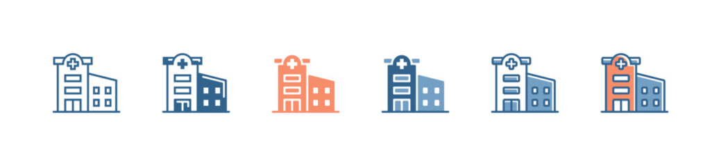 Canvas Print - medical hospital building icon set health care clinic architecture vector illustration