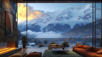 Wall Mural - sunset in the mountains