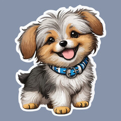 Happy Dog Sticker Vector Design. AI Generated