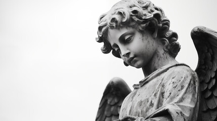 Angel statue with copy space