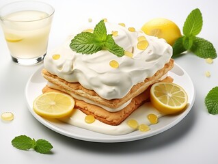 Wall Mural - Lemon cake pastry sweet food for party time