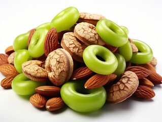 Poster - Pistachio pile on wooden bowl organic ingredient