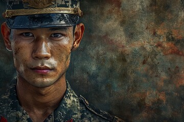 Poster - Portrait of Thai soldier old photography. Soldier of Thailand photography