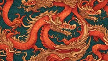 Chinese Dragon, Chinese Style Dragon, Drawing, Vintage Style, Old Style, Clasic Style, Lunar New Year