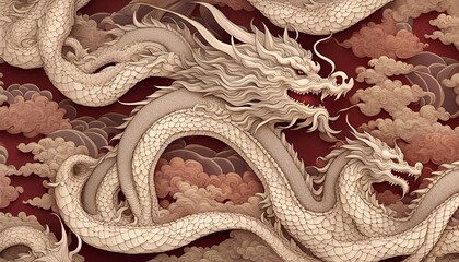 Wall Mural - Chinese dragon, chinese style dragon, drawing, engraving style, lunar new year