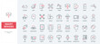 Smart devices and equipment line icons set. Internet technology for smart home and car, gadgets for audio and video, virtual glasses and gloves thin black and red outline symbols, vector illustration
