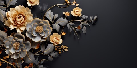 Wall Mural - flowers stuck to the dusky walls