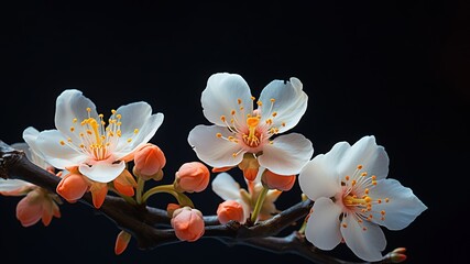 Wall Mural - white and orange floral background