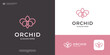 Minimalist orchid flower logo design with line art style