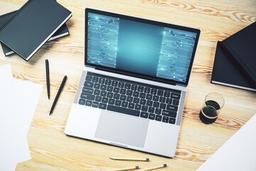 Wall Mural - creative concept of microscheme illustration on modern laptop screen. big data and database concept.