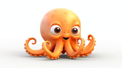 Wall Mural - cartoon octopus in white background 3d cute 