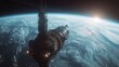 A space elevator, gracefully ascending from Earth to a geostationary orbital station. 