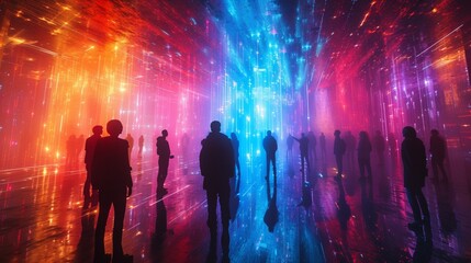 Wall Mural - A holographic concert, with virtual artists performing amidst the crowd in 360 degrees. 